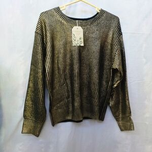 Farmer's Market Elegant Black and Gold Women's Sweater - Sz. Med.